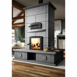 FM1500 Mass Fireplace with oven and benches on 4 sides