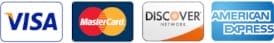 We proudly accept Master Card, Visa, Amex and Discover Cards